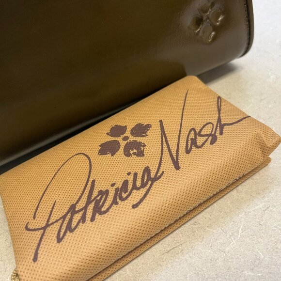 Patricia Nash Bruna Tooled Satchel Bag Purse Olive Green Gold CutOut NWT A1 - Picture 12 of 12